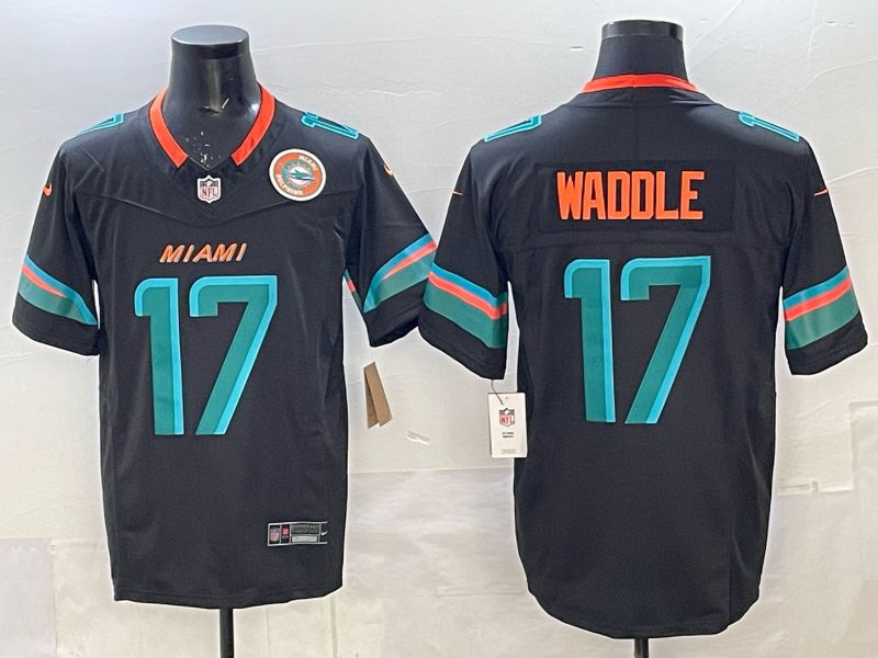 Men Miami Dolphins 17 Waddle black Nike 2025 Limited Nike NFL Jersey 06